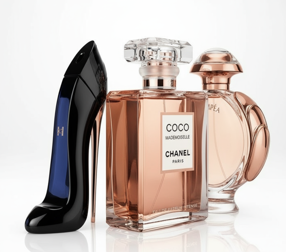 Pack de perfumes vista lateral