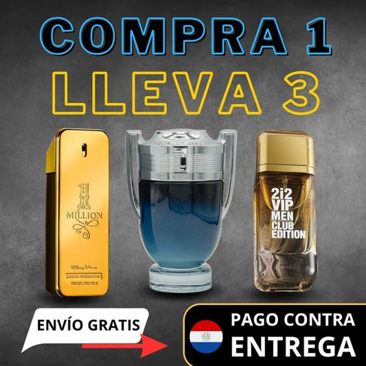 Pack 3x1 Perfumes Masculinos Invictus 212 VIP One Million

