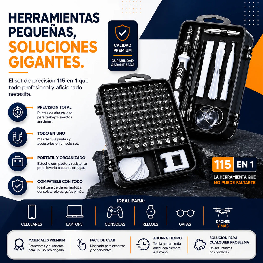 Kit Profesional de Reparación 115 en 1 – Todo en Uno