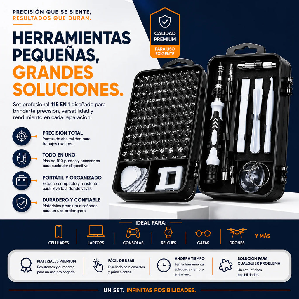 Kit Profesional de Reparación 115 en 1 – Todo en Uno
