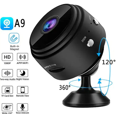 Mini cámara WiFi A9 HD de vigilancia con visión nocturna y detección de movimiento
