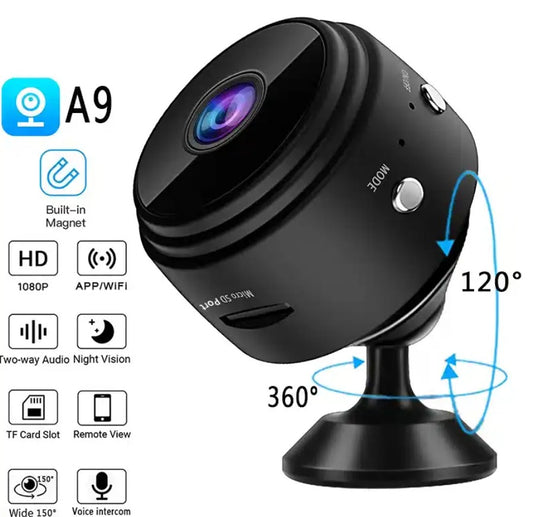 Mini cámara WiFi A9 HD de vigilancia con visión nocturna y detección de movimiento
