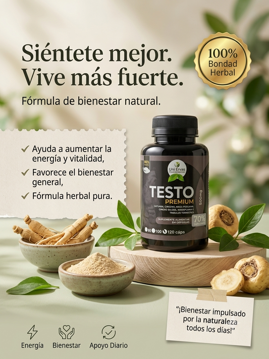 TESTO PREMIUM 500mg - Más energía, enfoque y resistencia para tu mejor versión