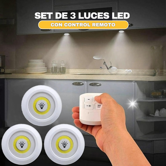 "Set de 3 Luces LED con Control Remoto – Ilumina tu Hogar en Segundos"