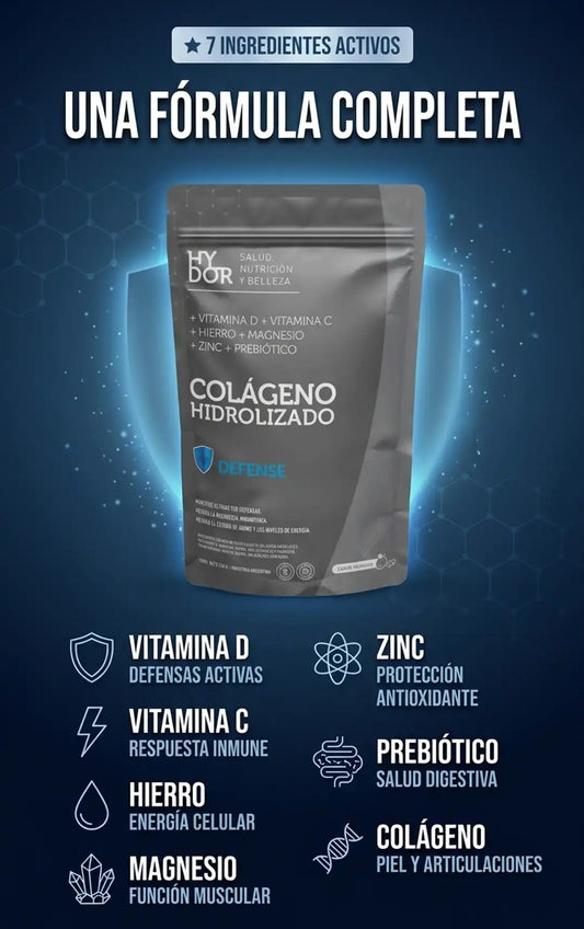 Colágeno Hidrolizado con 7 Ingredientes Activos — Fortalece tus Defensas, Aumenta tu Energía y Mejora Piel, Cabello y Uñas