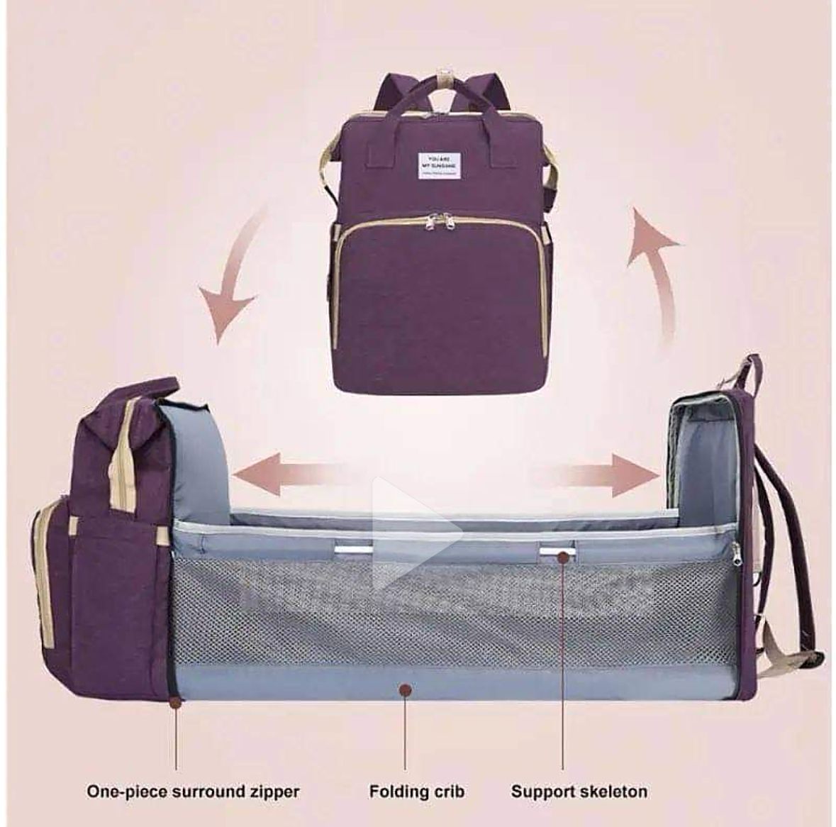 BOLSO MATERNO CON CUNA 3 EN 1